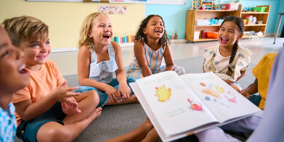 Children engaged in storytelling and imaginative learning