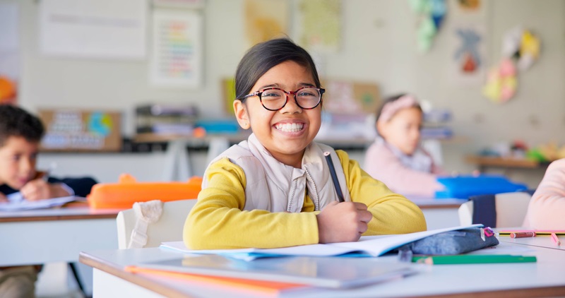 Students in a positive school environment